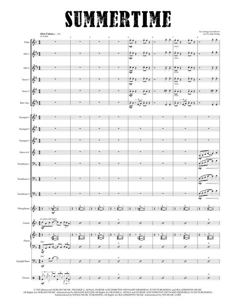 Summertime Arr Sam Fettig By Ira Gershwin Sheet Music For Jazz Ensemble At Sheet Music Direct