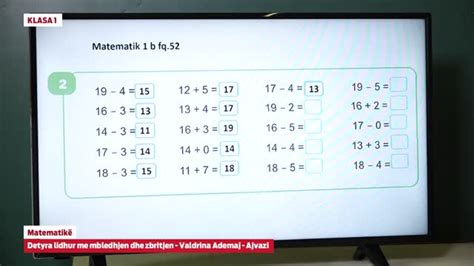 Klasa Matematik Detyra Lidhur Me Mbledhjen Dhe Zbritjen