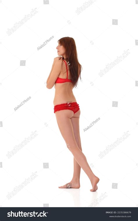 Sexy Model Red Lingerie On White Stock Photo 2235386679 Shutterstock