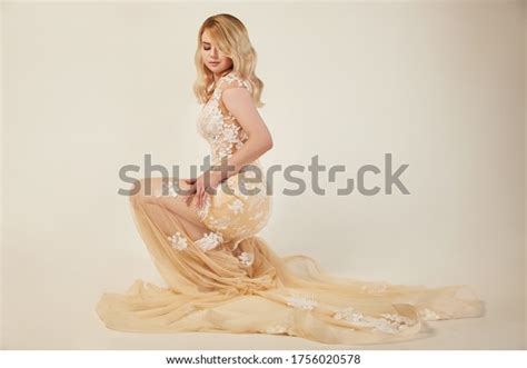 Girl Blonde Nude Dress Made Transparant Stock Photo Shutterstock