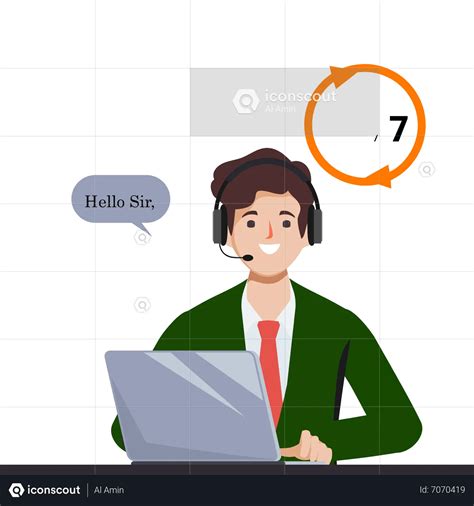 Male Agent Working In Call Center Animation - Free Download Services ...