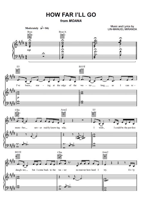 How Far I Ll Go Piano Sheet Music Easy Sheet Music