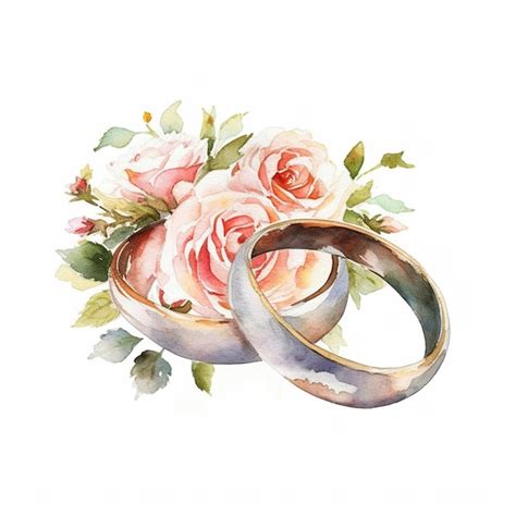 Premium AI Image A Watercolor Painting Of Two Wedding Rings With Roses