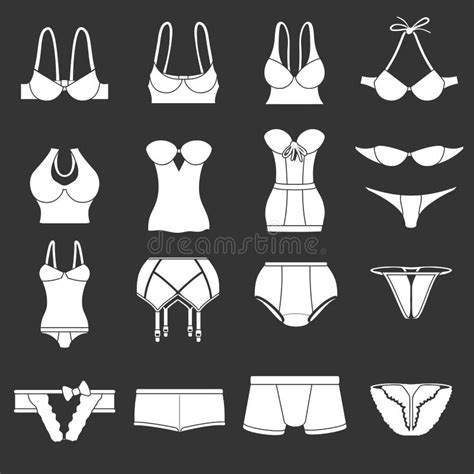 Underwear Icons Set Grey Vector Stock Vector Illustration Of Bustier