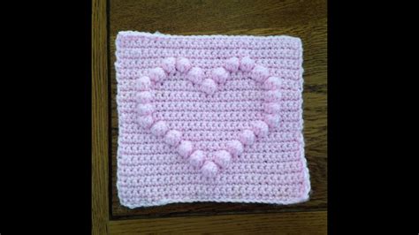 How To Crochet A Square With Heart Bobble Chart Youtube