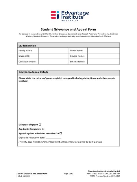 Fillable Online Student Grievance And Appeal Form Fax Email Print