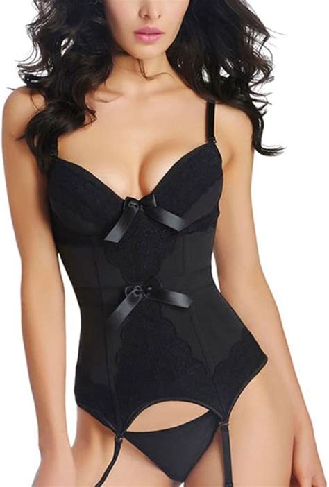 Moonight Womens Bustier Corset Sexy Lace Mesh Push Up Girdle Waist