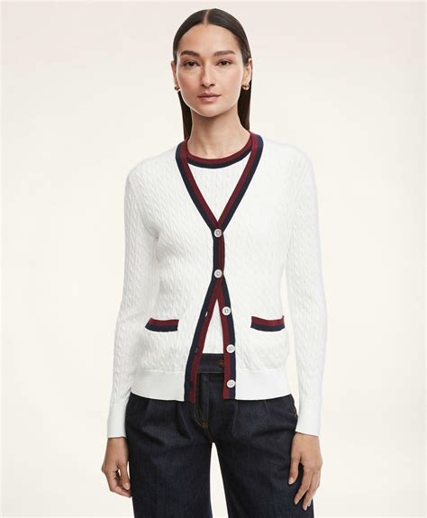 Brooks Brothers Women S Supima Cotton Tennis Cardigan Sweater White