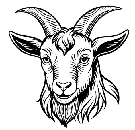 Premium Vector Vintage Style Goat Sheep In Black And White For