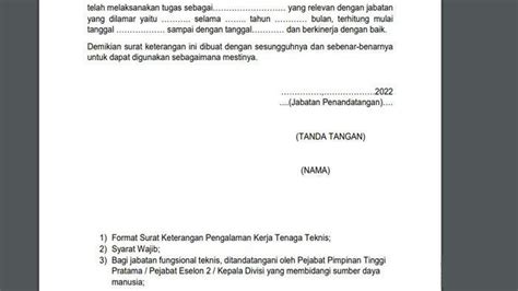 Contoh Surat Keterangan Pengalaman Kerja Untuk Pendaftaran Pppk Tenaga