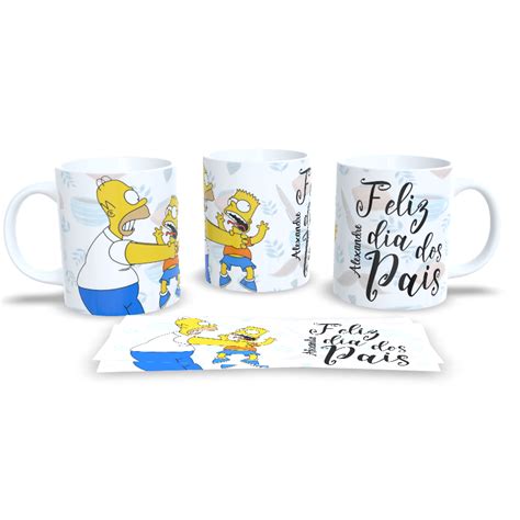 Caneca Dia Dos Pais Homer Simpson E Bart Pai E Filho Personalizada