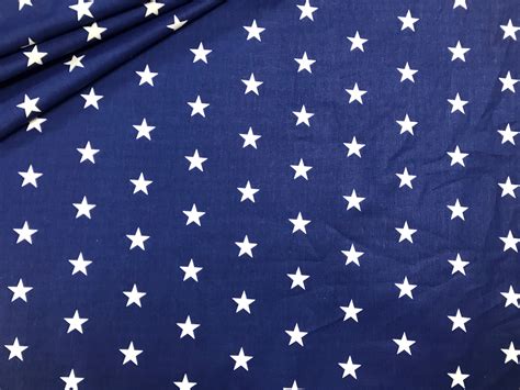 White Stars On Navy Blue Cotton Fabric Sky Pattern By The Yard Etsy