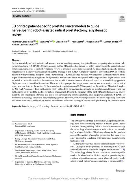 Pdf 3d Printed Patient Specific Prostate Cancer Models To Guide Nerve