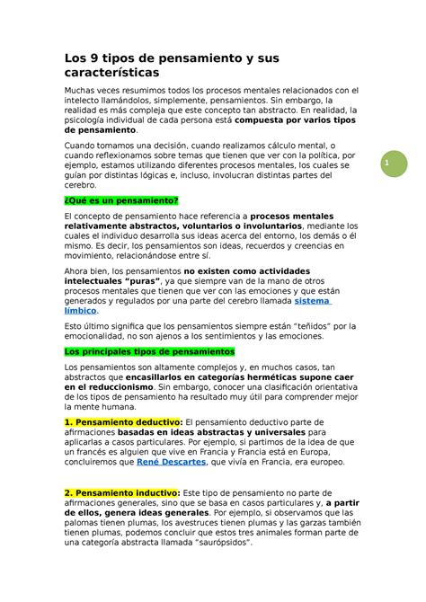 Los 9 Tipos De Pensamiento Y Sus Características Los 9 Tipos De