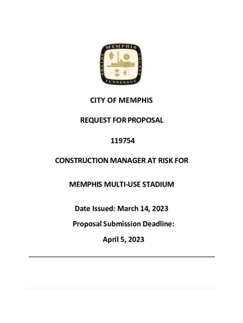 Fillable Online RFP 119754 CMAR For Multi Use Stadium At Liberty Park