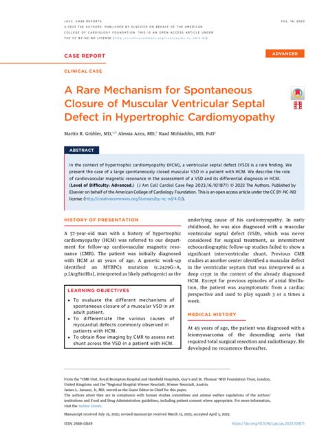 Pdf A Rare Mechanism For Spontaneous Closure Of Muscular Ventricular