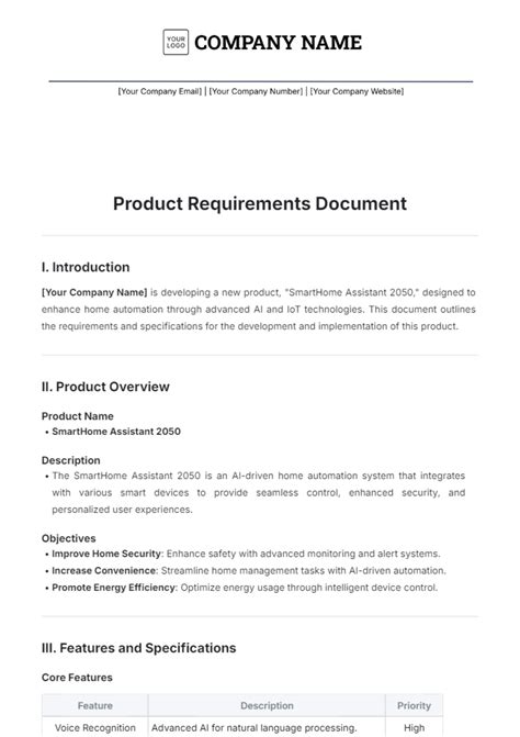 Free Product Requirements Document Templates To Edit Online Print