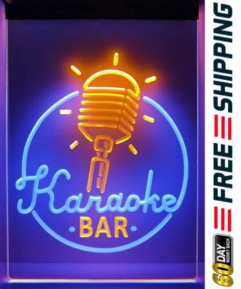 Karaoke Bar Microphone Led Neon Light Sign Home Man Cave Pub Wall Art Lamp Décor Eur 66 80