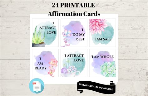 Succulent Affirmation Cards Pdf Graphic By Craftymama Creative Fabrica