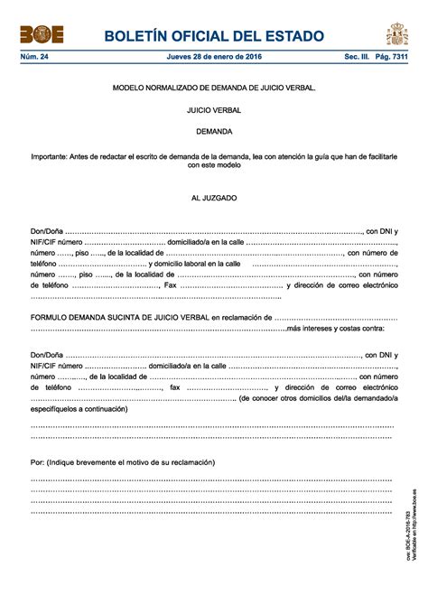 Modelo Normalizado Demanda Juicio Verbal Derecho Procesal Penal Studocu