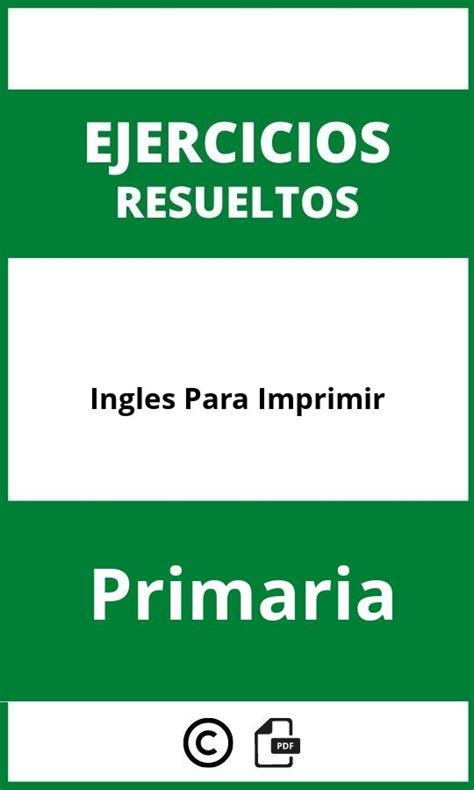 Ejercicios De Ingles Primaria Para Imprimir Pdf 2024