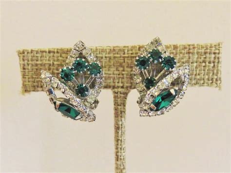 Vintage Weiss Emerald Green Color And Clear Rhinestone … Gem