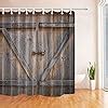 Amazon KOTOM Rustic Decor Shower Curtain Rustic Wooden Barn Door