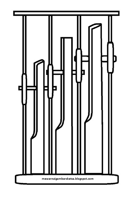 Mewarnai Gambar Mewarnai Gambar Sketsa Angklung 1