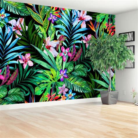 Papier Peint Decoratif Fleurs Tropicales Tulup Fr