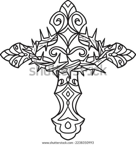 Christian Cross Crown Thorns Isolated Stock Vector Royalty Free