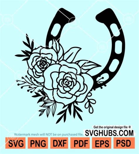 Floral Horse Shoe Svg Horseshoe Svg Horse Shoe Floral Svg Horse