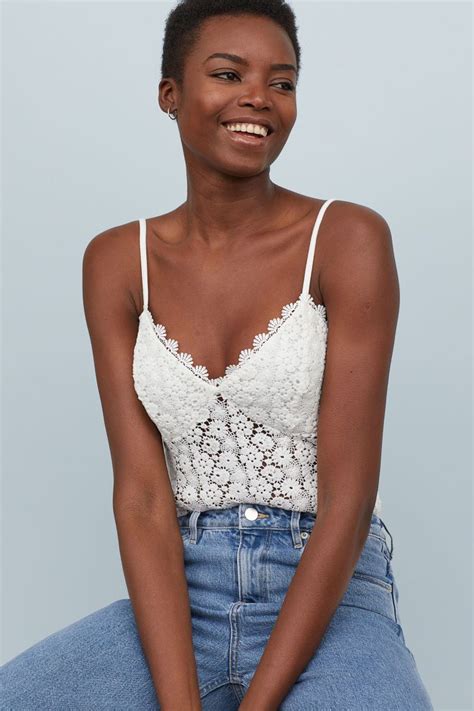 White Lace Tank Top Handm