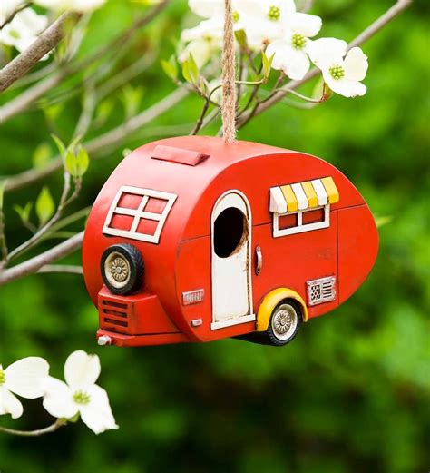 Retro Red Camper Birdhouse Looks Like A Vintage Camper With Its