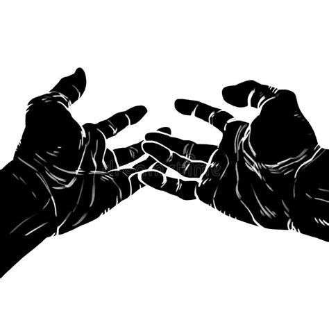 Stylized Illustration Of Black Hands Silhouette Reaching Out With Open