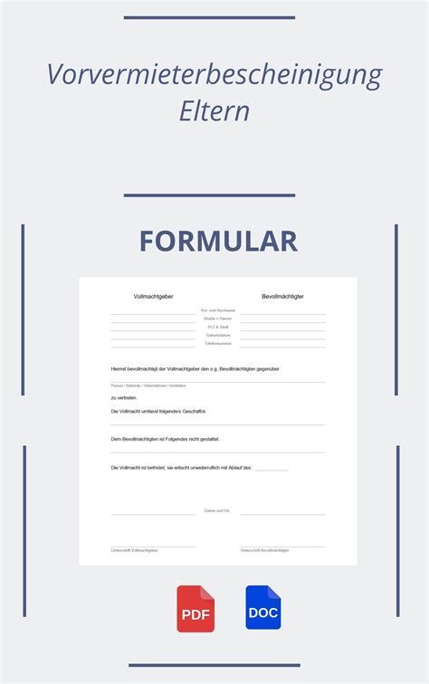 Vorvermieterbescheinigung Eltern Formular PDF