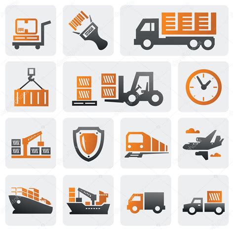 Conjunto De Iconos Logística Y Transporte — Vector De Stock 16298631