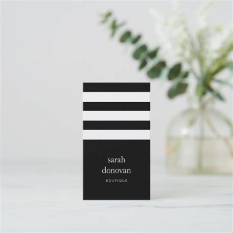 Modern Black And White Stripe Business Card Zazzle