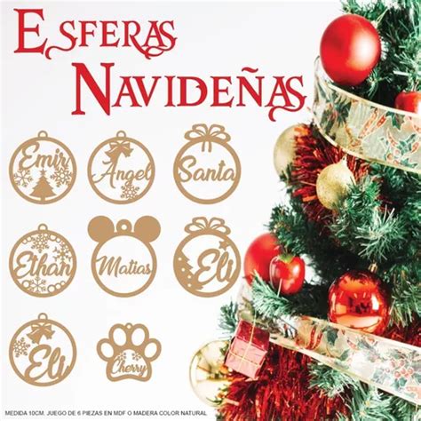 Esferas Navide As Personalizadas Mdf Pack Meses Sin Inter S