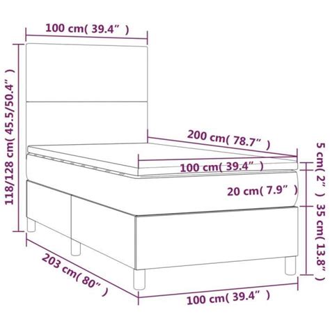 Lit Sommier Tapissier Avec Matelas Gris Clair X Cm Tissu