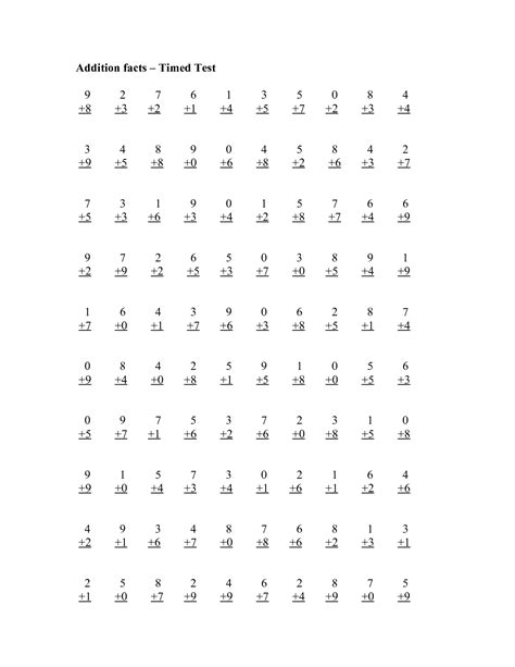 Printable Addition Timed Tests