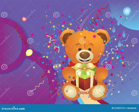 Teddy Bear With Gift Box Stock Vector Illustration Of Ribbon 51025774