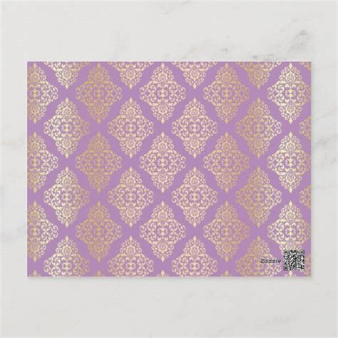 Lilac FAUX Glitter Damask Table Number Postcard Zazzle