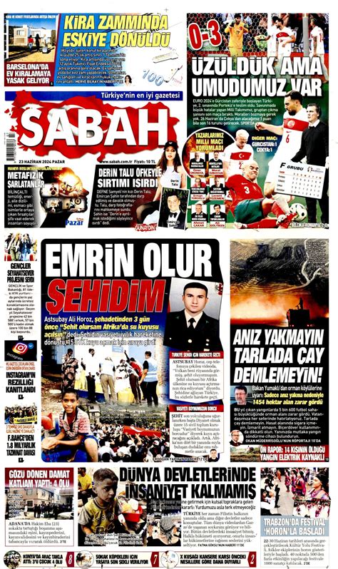 Sabah Gazetesi Sabah Manşet Oku Haberler 23 Haziran 2024