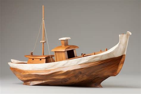 Premium AI Image | a model of a wooden boat with a wooden cabin and a wooden cabin