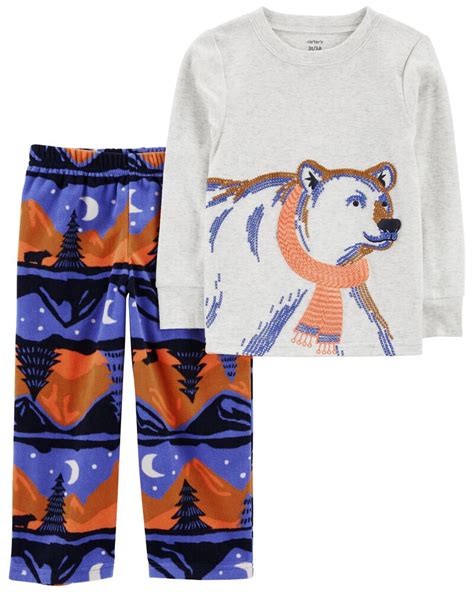 Greynavy 2 Piece Polar Bear Fleece Pyjama Set