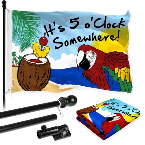 G128 Combo Pack Flag Pole 6 FT Black Tangle Free It S 5 O Clock