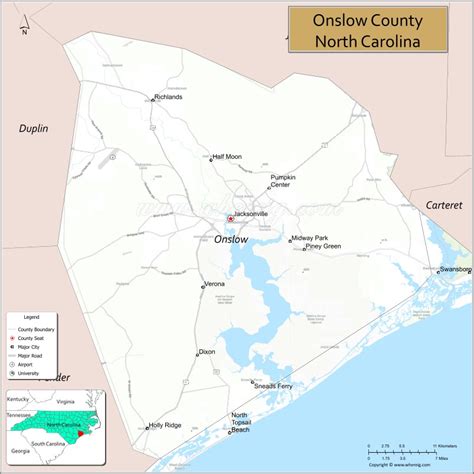 Map Of Onslow County North Carolina Usa Check Where Is Located