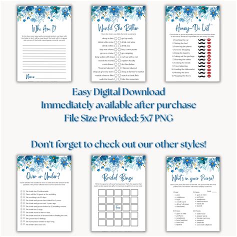 Floral Bridal Shower Games Printable Bridal Shower Games Blue Floral