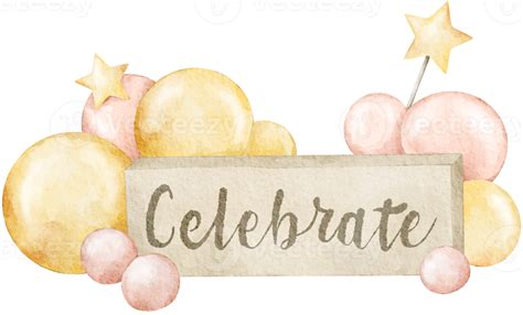 Watercolor Happy New Year Clipart Element 16625906 PNG