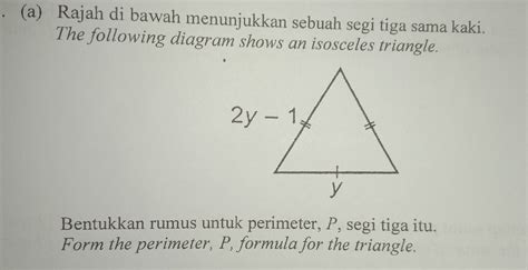 Solved A Rajah Di Bawah Menunjukkan Sebuah Segi Tiga Sama Kaki